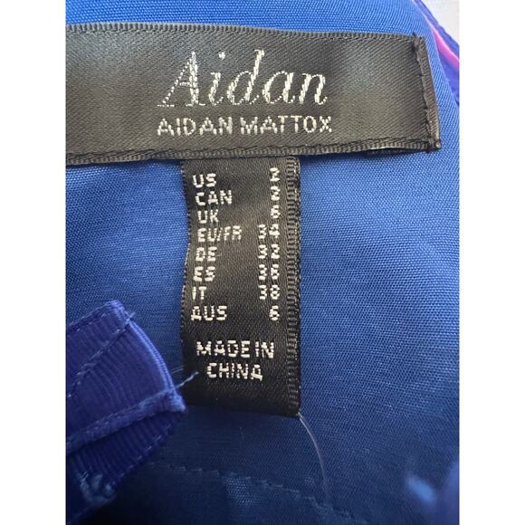 NWT Aidan Mattox Blue Strapless crepe high low illusion gown 2 - Picture 14 of 16